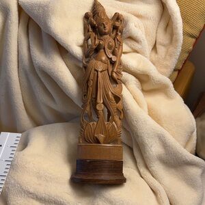 Hand-Carved Wooden Figurine - Warm Brown Finish